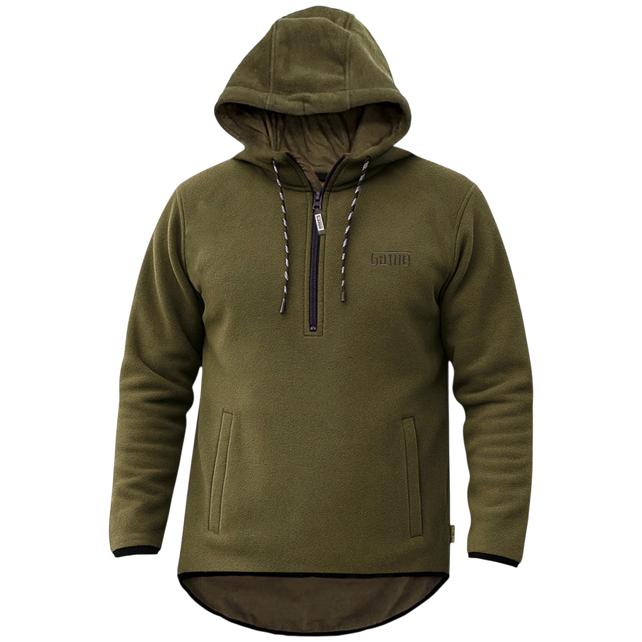 Game Mens Alpine Fleece 1/4 Zip Curved Hoodie