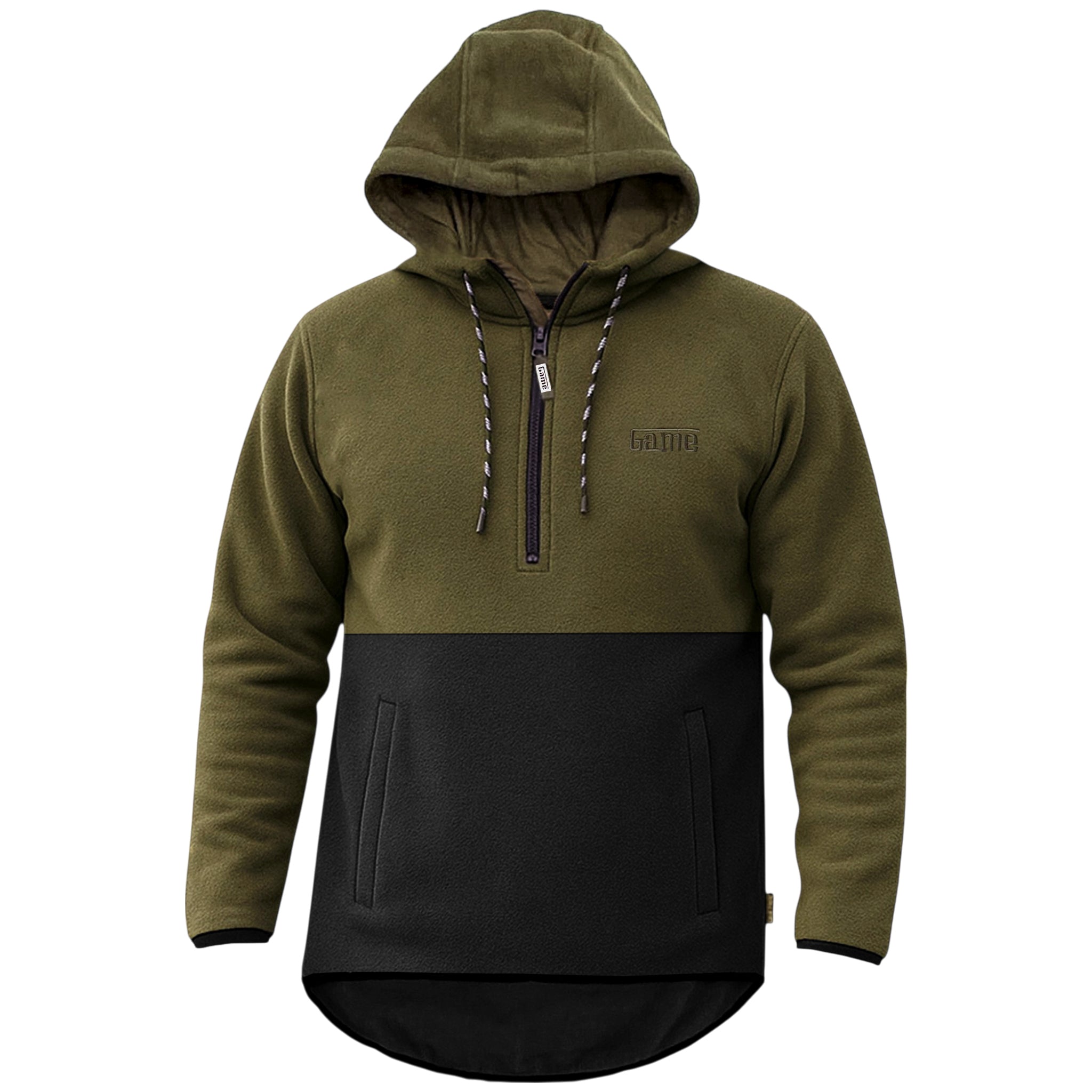 Game Mens Alpine Fleece 1/4 Zip Curved Hoodie