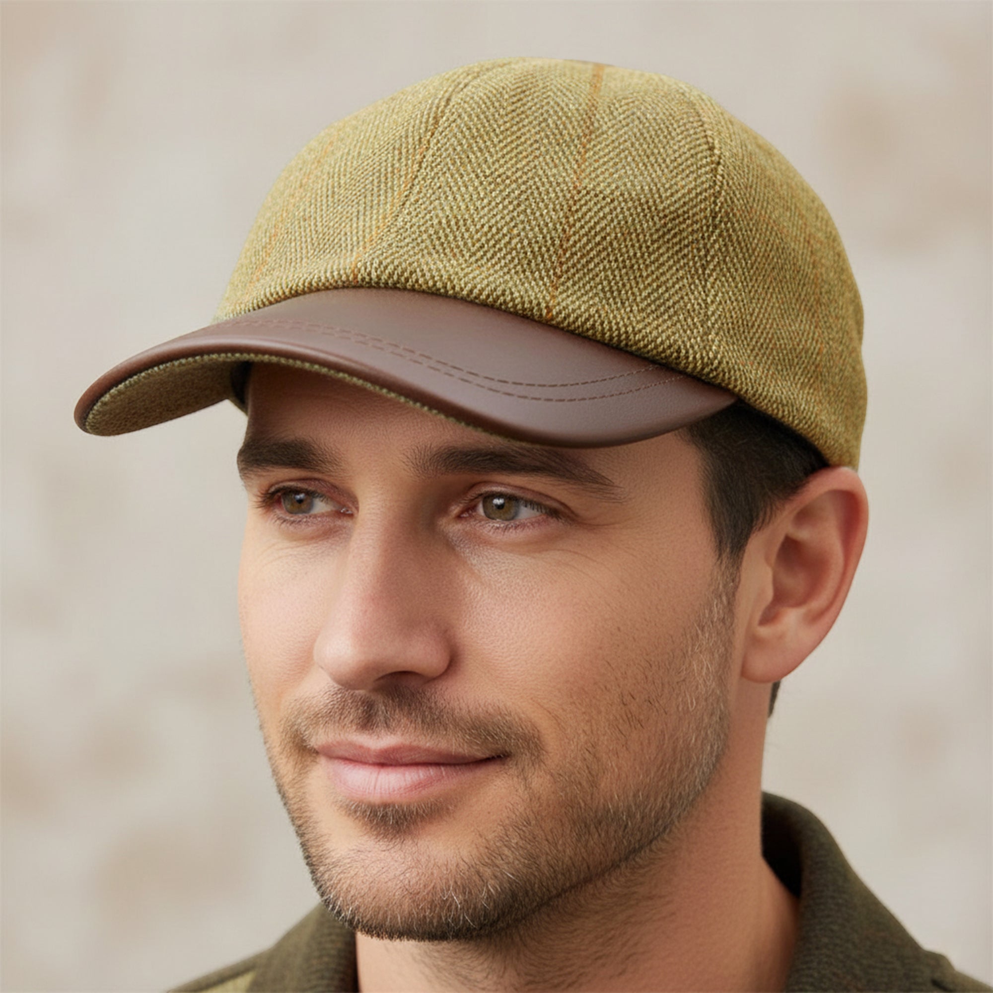 Tweed Leather Skip Hat